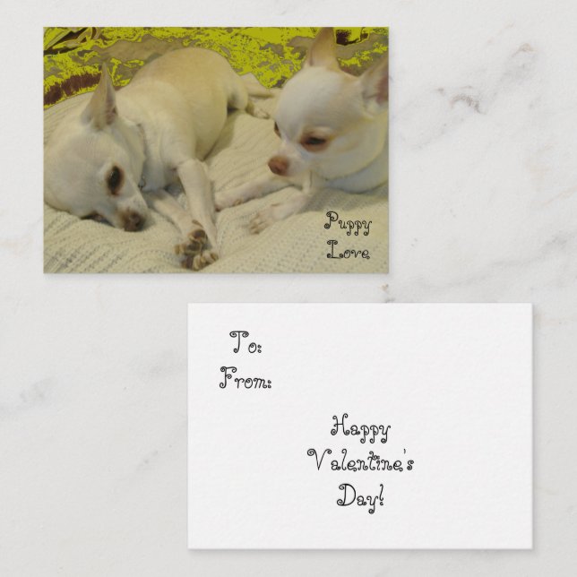 Puppy Love Valentine Note Cards (Front/Back)