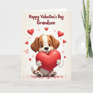 Puppy Love Valentines Day Grandson Card