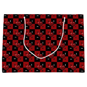 Puppy Lover Checks Red 01-GIFT BAG L