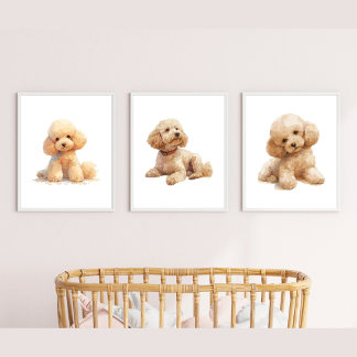 Puppy Nursery Decor, Poodle Wall Art