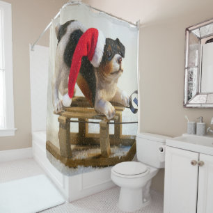 Puppy on a Sled Shower Curtain