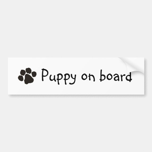 Puppy on board bumper sticker (Front)