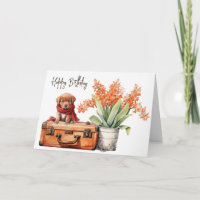 Puppy On Suitcase For Birthday