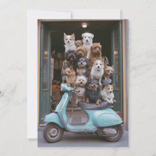 Puppy-Packed Vespa Adventure Invitation
