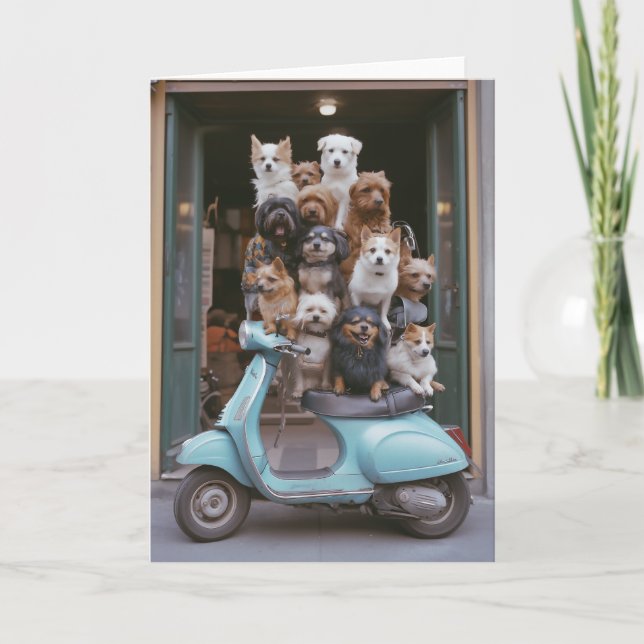 Puppy-Packed Vespa Adventure Invitation (Front)