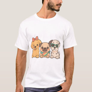 Puppy Pals � Cute Trio of Dogs in Pastel Style T-Shirt