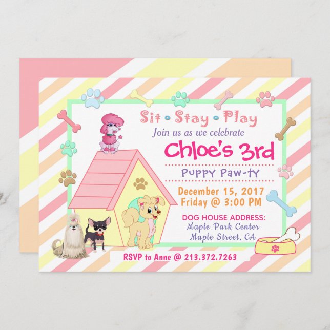 Puppy Party Birthday Invitation  |  5x7 (Front/Back)