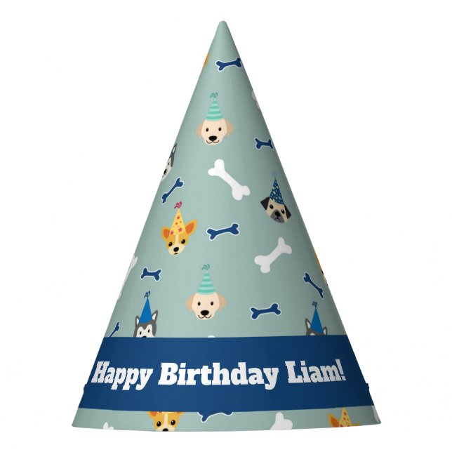 Puppy Party, Blue and Green Party Hat (Front)