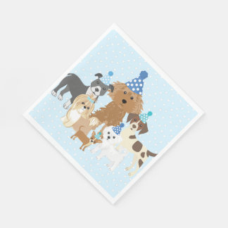 Puppy Party Blue Paper Plate for Kids Birthday  Napkin