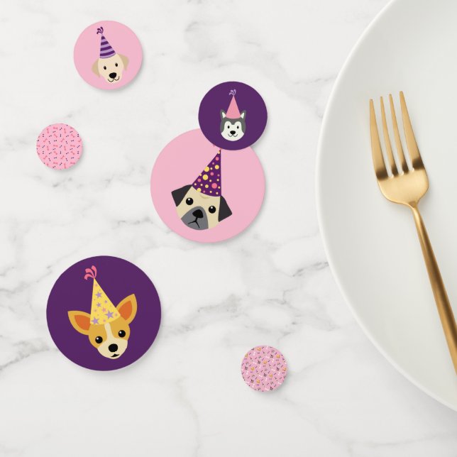 Puppy Party, Dog Party Pink and Purple Confetti (Group)