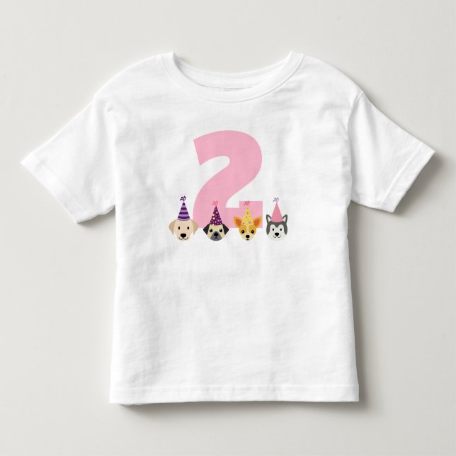 Puppy Party Girl Birthday Shirt - Pink (Front)