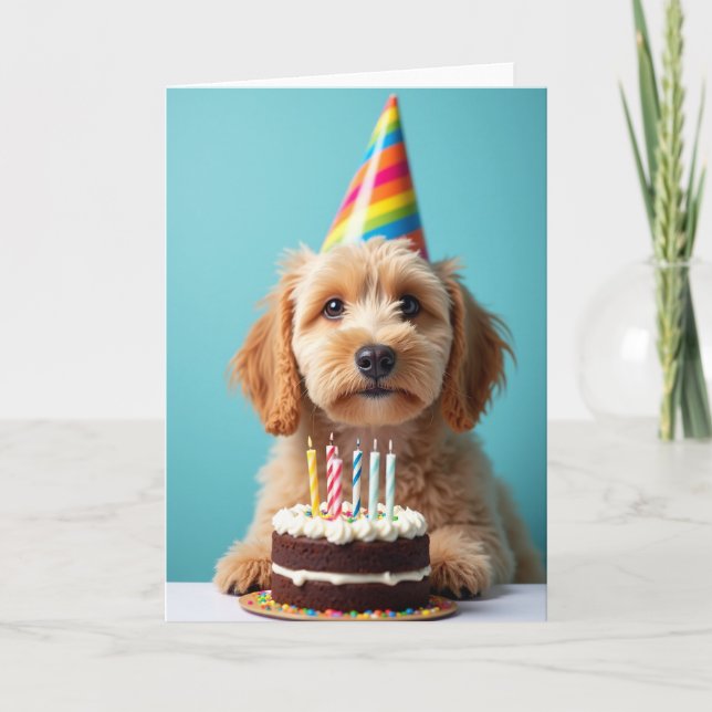 Puppy Party Hat Card (Front)