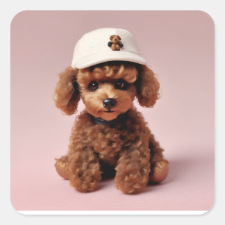 Puppy Party Pop” – Helium Balloon Square Sticker