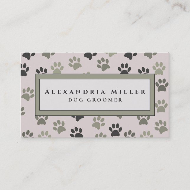Puppy Paw Prints | Blush Pink Business Card (Front)