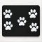 Puppy Paw Prints White on Black