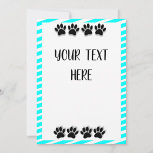 Puppy Paw Prints With Editable Text Card