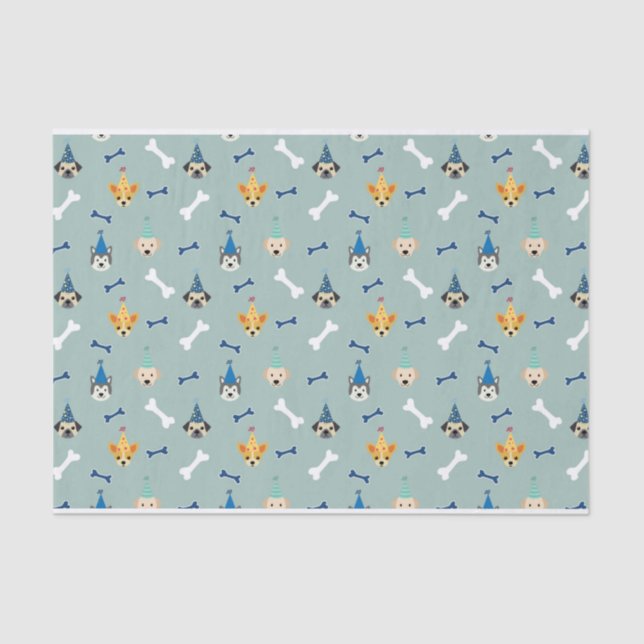 Puppy Paw-ty, Dog Birthday Party, Party Hat Tissue Paper (Front)