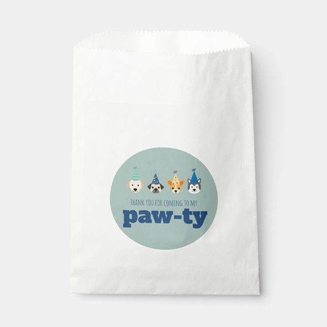Puppy Paw-ty Treat, Dog Birthday Party, Thank You Favour Bags (Front)