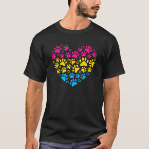 Puppy Pawprints Heart Dog Paw LGBT Pansexual Pride T-Shirt