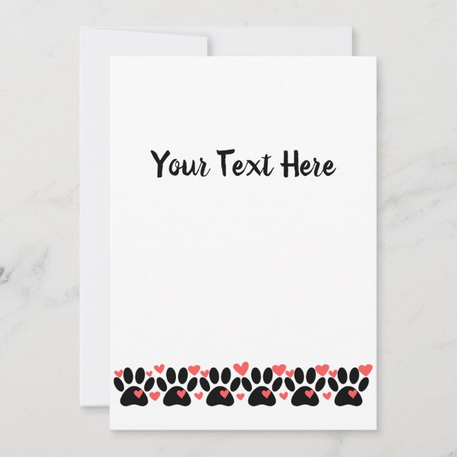 Puppy Paws And Red Hearts Strip Invitation (Front)