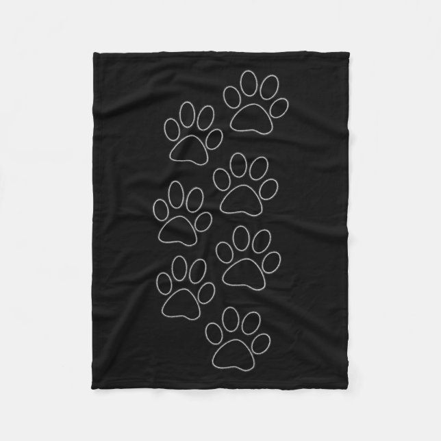 Puppy Paws Dog Prints Dad Pup Mom Good Boy New Res Fleece Blanket (Front)