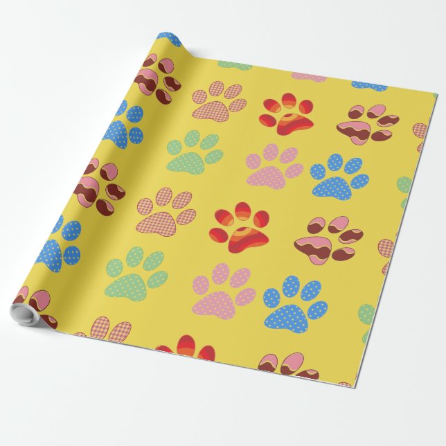 Puppy Paws Wrapping Paper (Unrolled)