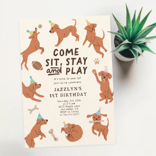 Puppy Pawty Birthday Dog Party for Kids Invitation