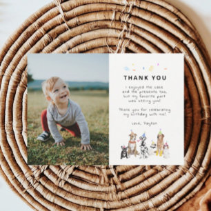 Puppy Pawty Dog Theme Birthday Photo Thank You