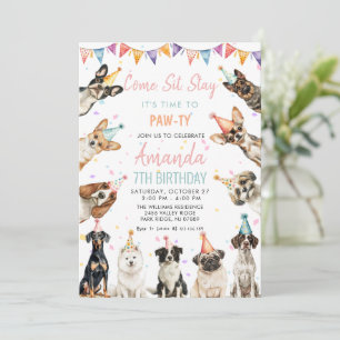 Puppy Pawty Dogs Birthday Invitation