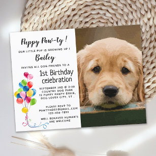 Puppy Pawty Pet Photo Dog Birthday Party Invitation Postcard