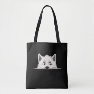 Puppy Peeking Cute Adorable Funny Animal Cartoon Tote Bag