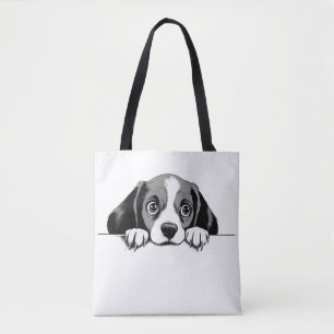 Puppy Peeking Cute Adorable Funny Animal Cartoon Tote Bag