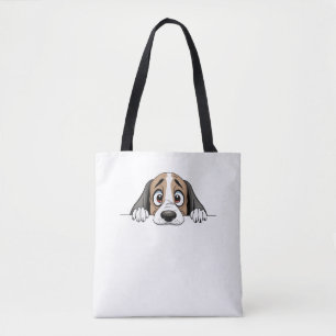 Puppy Peeking Cute Adorable Funny Animal Cartoon Tote Bag