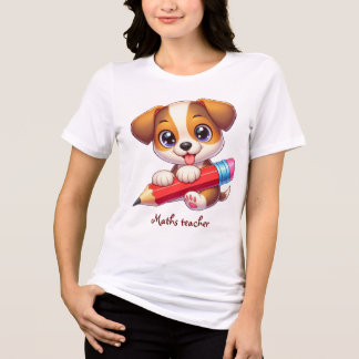 Puppy, pencil, custom subject teacher gift Tri-Blend shirt