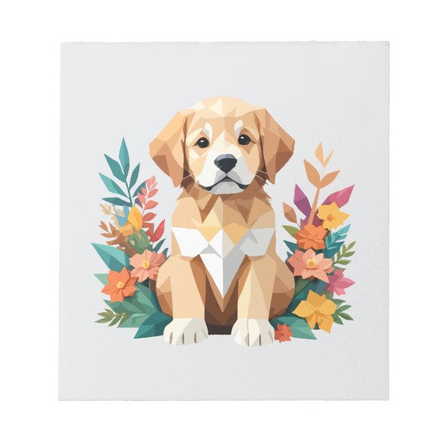 Puppy Playful Adorable Fun Colourful Joyful Animal Notepad (Front)
