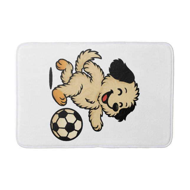 Puppy playing Soccer Bath Mat (Front)