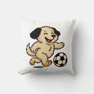 Puppy playing Soccer Cushion