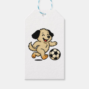 Puppy playing Soccer Gift Tags