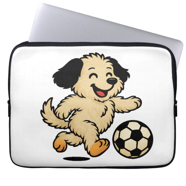 Puppy playing Soccer Laptop Sleeve (Front)
