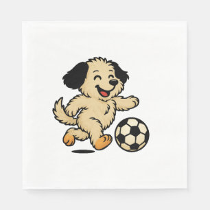 Puppy playing Soccer Napkin