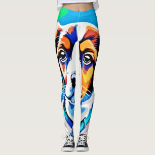 Puppy Portrait: Colourful Pup Leggings