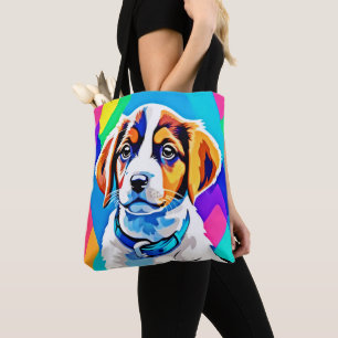 Puppy Portrait: Colourful Pup Tote Bag