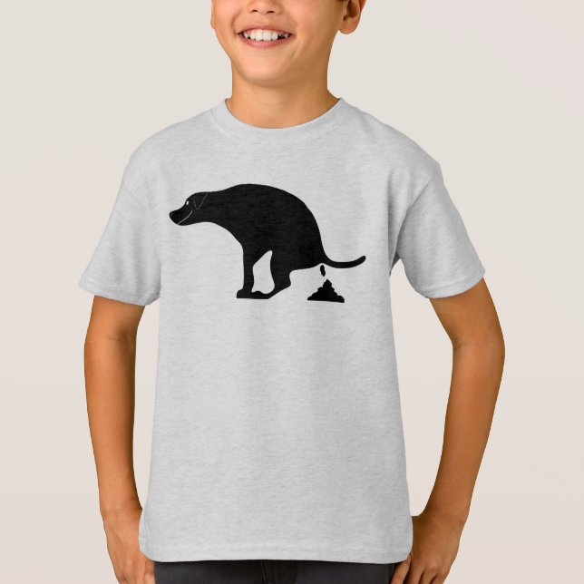 Puppy Potty pooping Dog Fun & Cute  T-Shirt (Front)