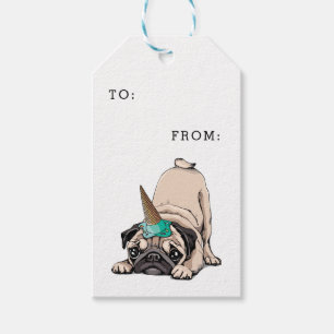 Puppy Pugs Aspiring Unicorn Pattern Gift Tags