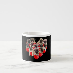 Puppy Pugs Dog Heart Valentine's Day Gift Espresso Cup