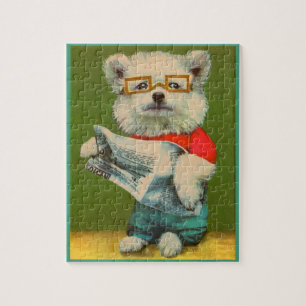 puppy reading the newspaper jigsaw puzzle