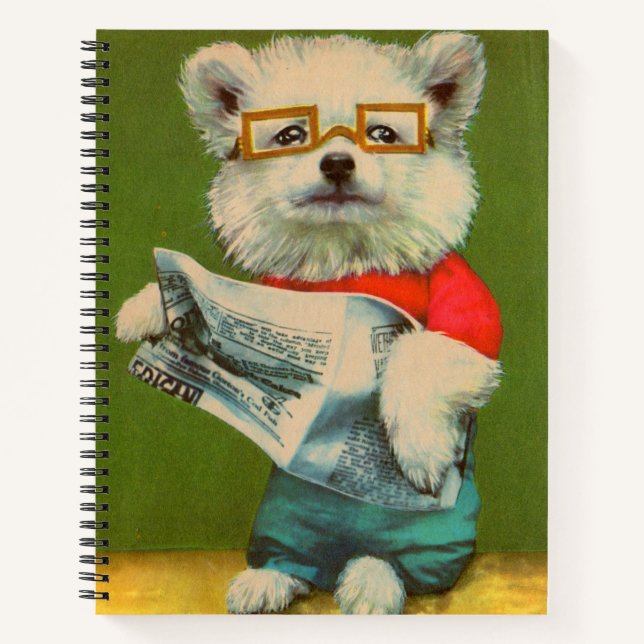 puppy reading the newspaper notebook (Front)