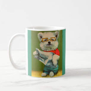 puppy reading the newspaper print coffee mug