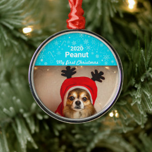 Puppy’s First Christmas Photo Metal Tree Decoration
