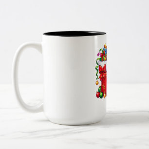 Puppy Santa Stocking Cheer Two-Tone Coffee Mug